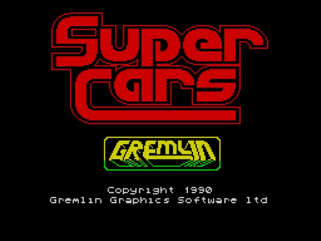 Super Cars title screen for ZX Spectrum